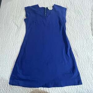 Kate Spade A-Line Dress 4 Royal Blue Ponte V-Neck Exposed Gold Zip Size 10